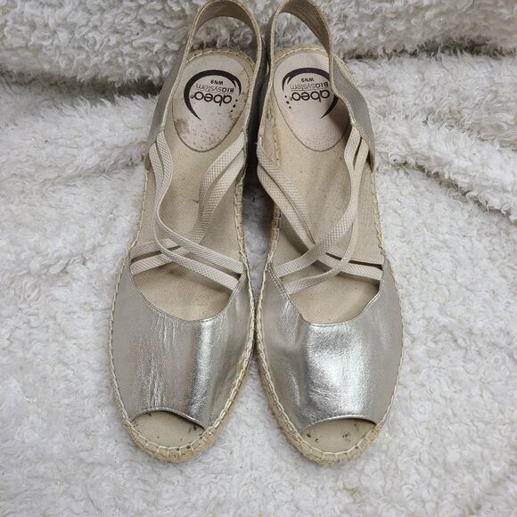 Abeo‎ Bio System Delano Espadrille Wedge Metalic Sandals Size 9 - Picture 6 of 12